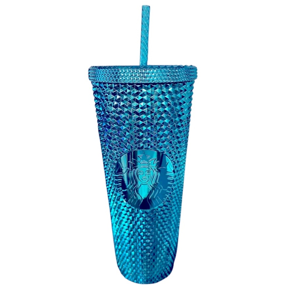 NEW Starbucks 24oz Teal Chrome Studded Venti Tumbler NWT - Picture 4 of 11